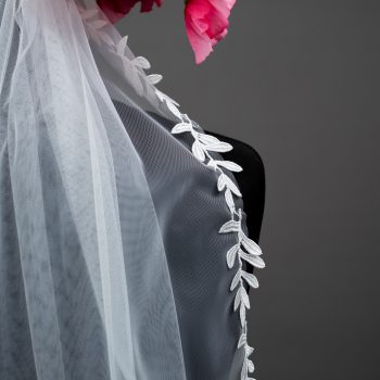 Leaf edged wedding veil