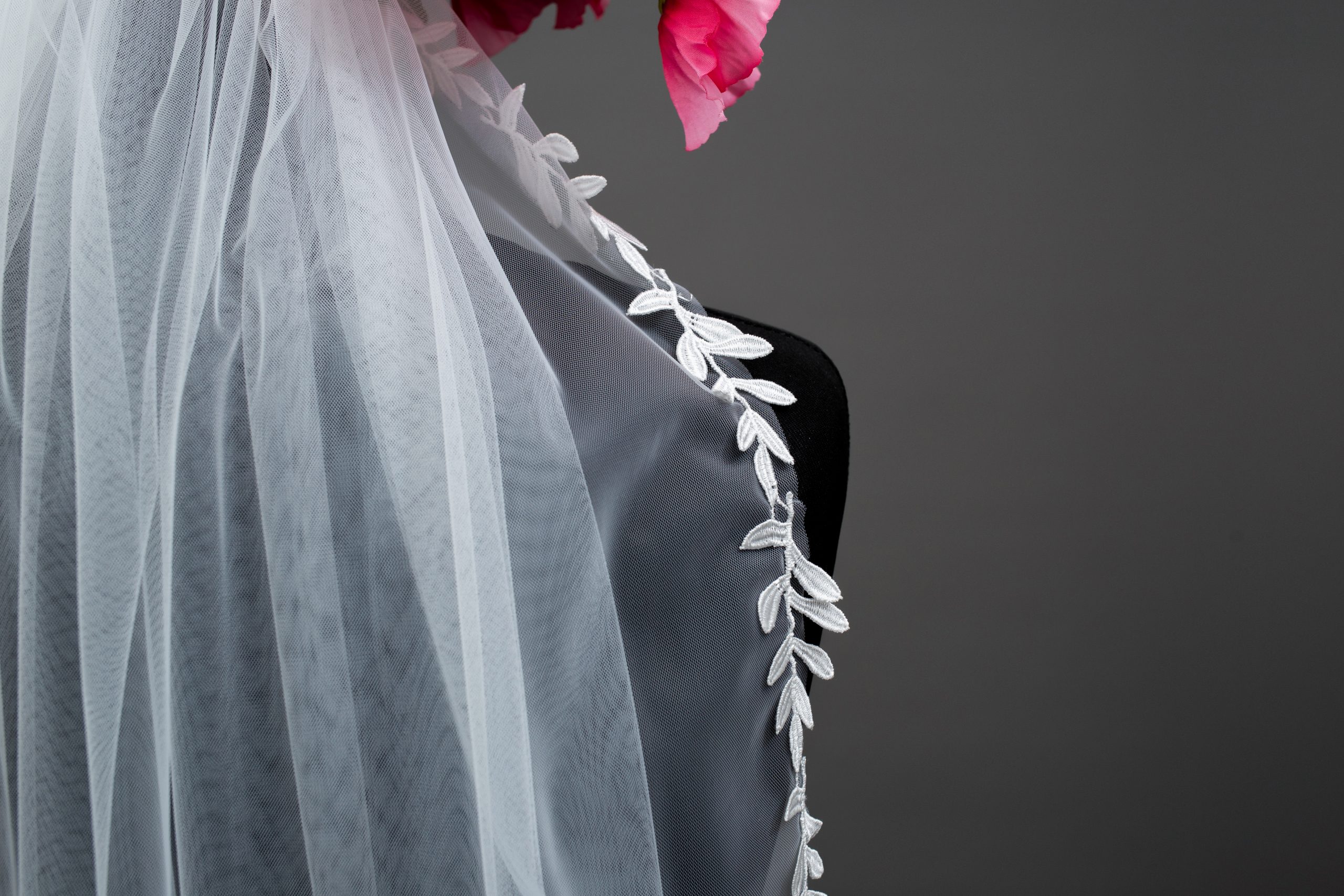 Leaf edged wedding veil