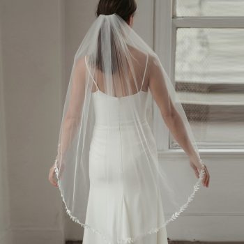 Soft tulle Leaf edge wedding veil